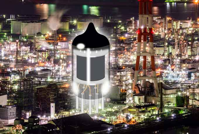 夜の工場地帯に真空管
